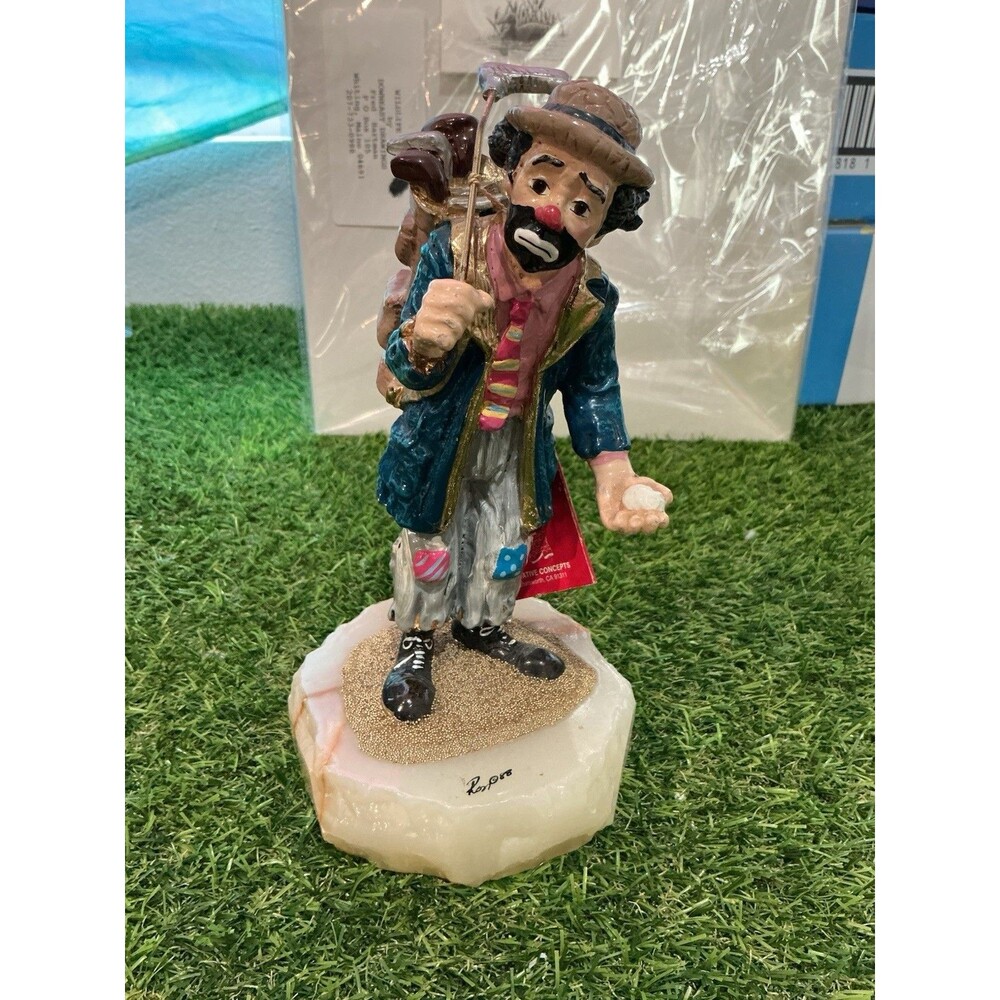 Vintage Ron Lee 1988 Hobo Clown Golfer Figurine Stone Base With Original Tag